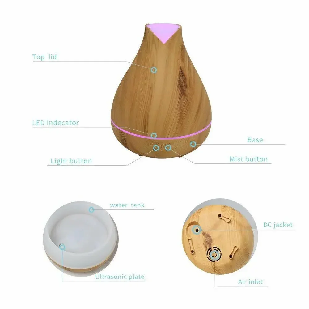 Large 530ml Essential Oil Diffuser Long Mist Output Time 8-12 hours.